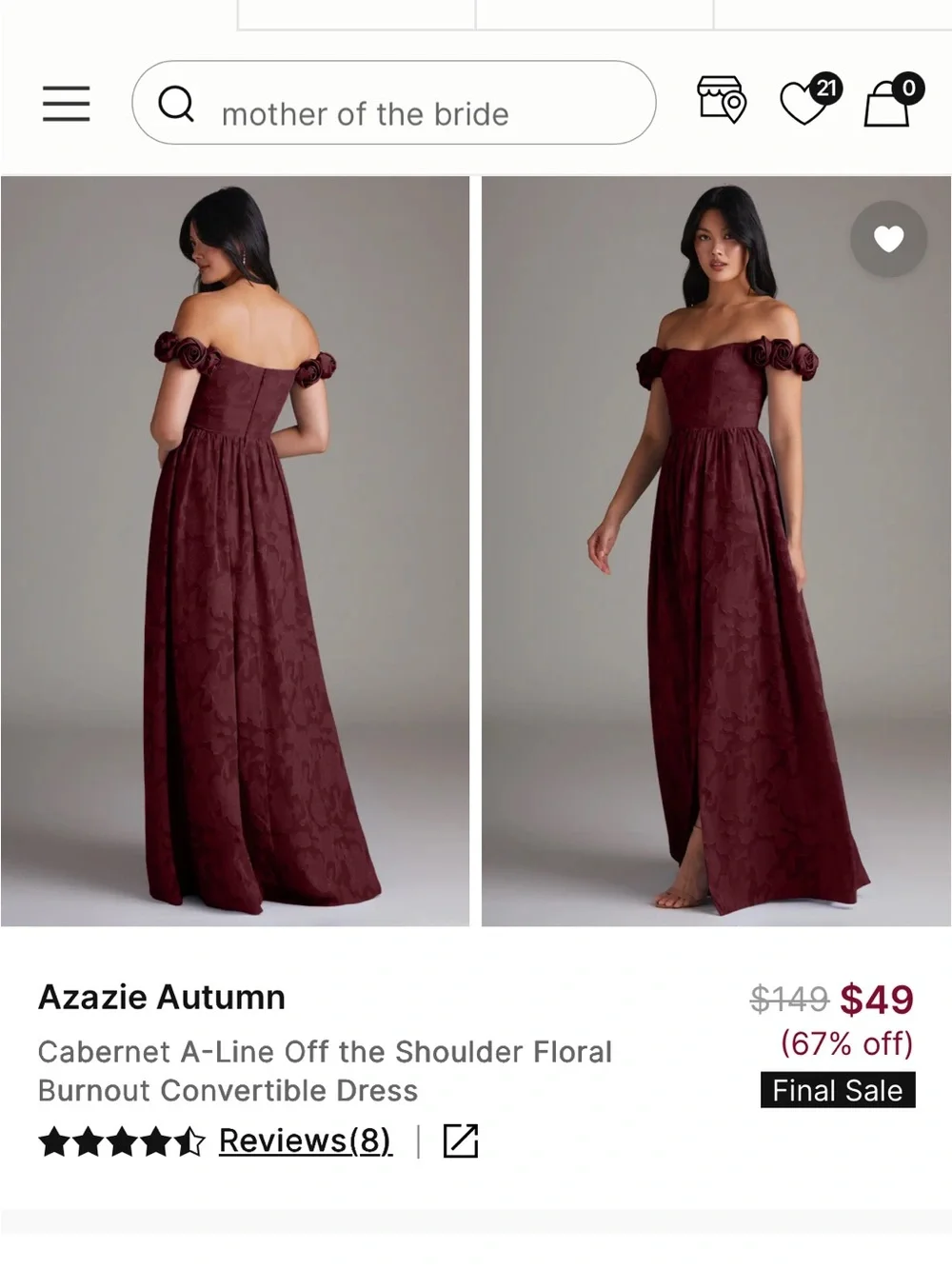 Azazie Autumn Dress in Terracotta - Picture 4 of 4